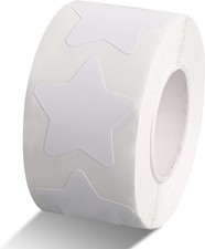 500 Pcs White Star Stickers Roll, 1 Inch Self-Adhesive Small Stars Labels Waterp