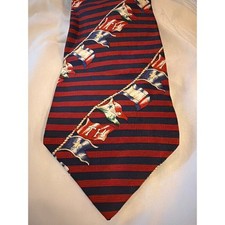 Tommy Hilfiger Nautical Flag Stripe 100% Silk Men's Necktie Made in USA Italy