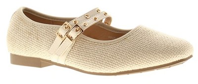 Apache flache Damenschuhe Halima Schnalle beige UK-Größe