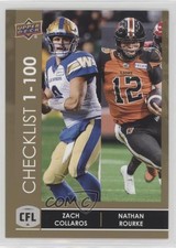 2022 Upper Deck CFL Gold Zach Collaros Checklist Nathan Rourke #199 1j8w