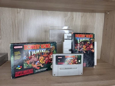 Nintendo Donkey Kong Country SNES PAL FAH boîte cartouche manuel + Crystal box - Photo 1/4