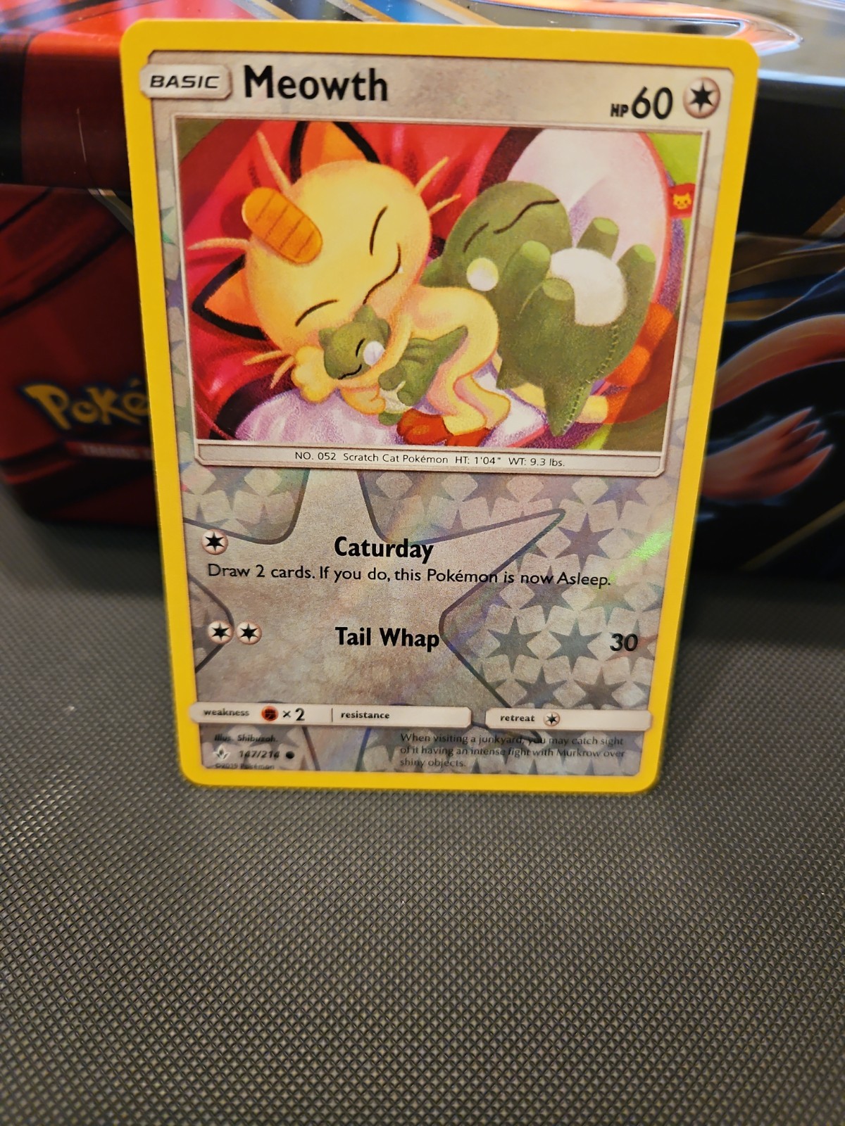 MEOWTH REVERSE HOLO 147/214 SM UNBROKEN BONDS - POKEMON TCG NM