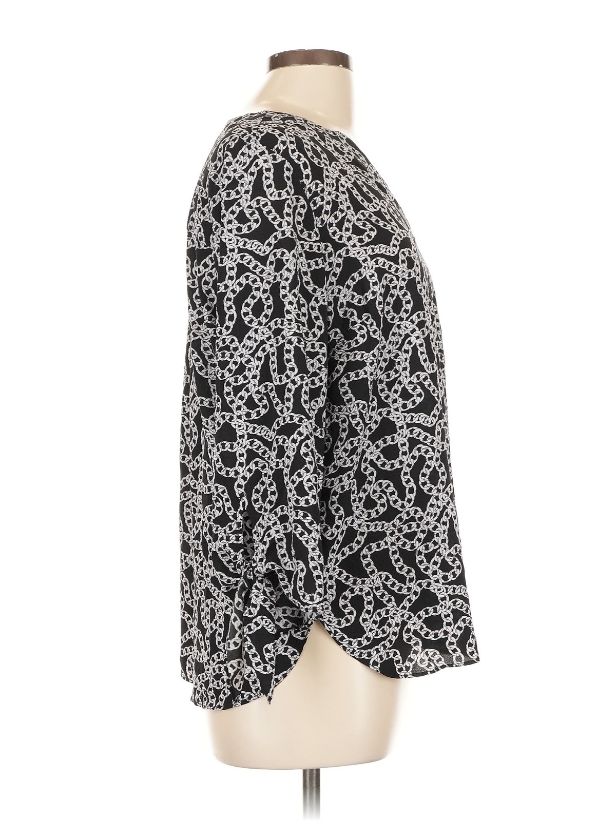 MICHAEL Michael Kors Women Black 3/4 Sleeve Blouse L thumbnail 3