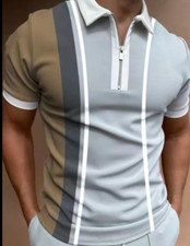 Men's POLO Shirt Striped Printed Short Sleeve T-Shirt Lapel Shirt S-3XL