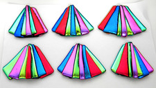 SET of 6 Dichroic fused glass cabochons for pendants wire wrapping mosaics J17 