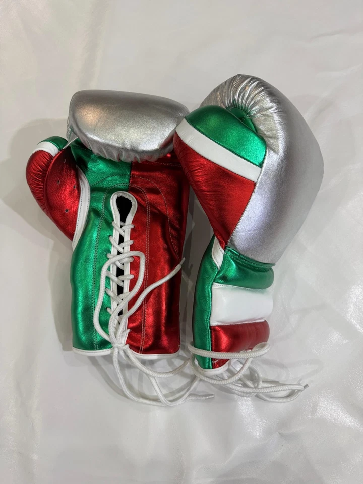 Guantes de boxeo hechos a medida cuero de vaca color plata 16 oz guantes de combate Foto 4 de 4
