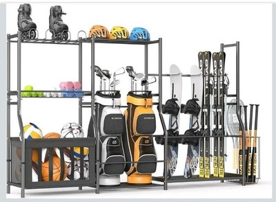 Ultrawall Sports Equipment Organizer, Heavy Duty Garage Golf Bag Stand, Ball...