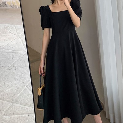 Robe mode haute qualité femme robe une ligne couleur unie été
