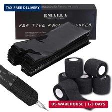 200PCS Pen Covers with 6PCS Grip Tape Tattoo Machien Covers Kit