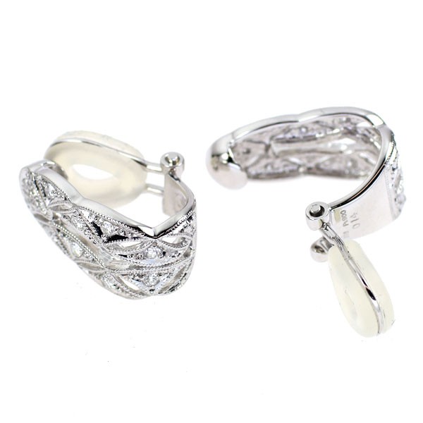 アクセサリー SC Pt900 EARRING PT900/k18wg diamond earring 0.28ct antique LACE - Auth free