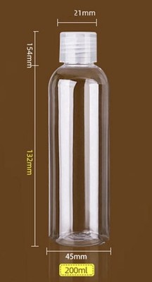 Empty Plastic Bottles 200ml Clear Small Travel Container  Flip Cap (Case Of 6)
