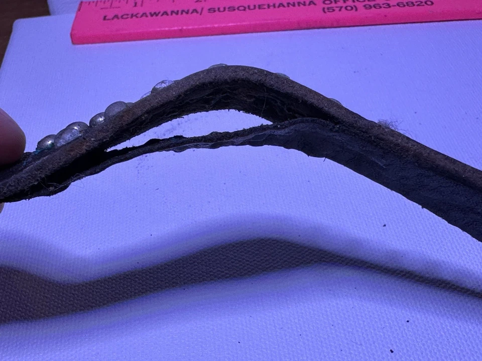 Vintage 1970s Studded Leather Wrist Cuff Bracelet Biker Punk Rocker Patina - Image 4 of 4