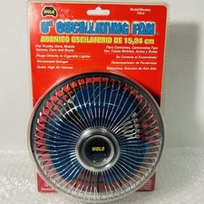 Vtg Blue Blade Wolo 6 Oscillating Metal Frame Fan Truck Dash Mount 12 Volt Nos