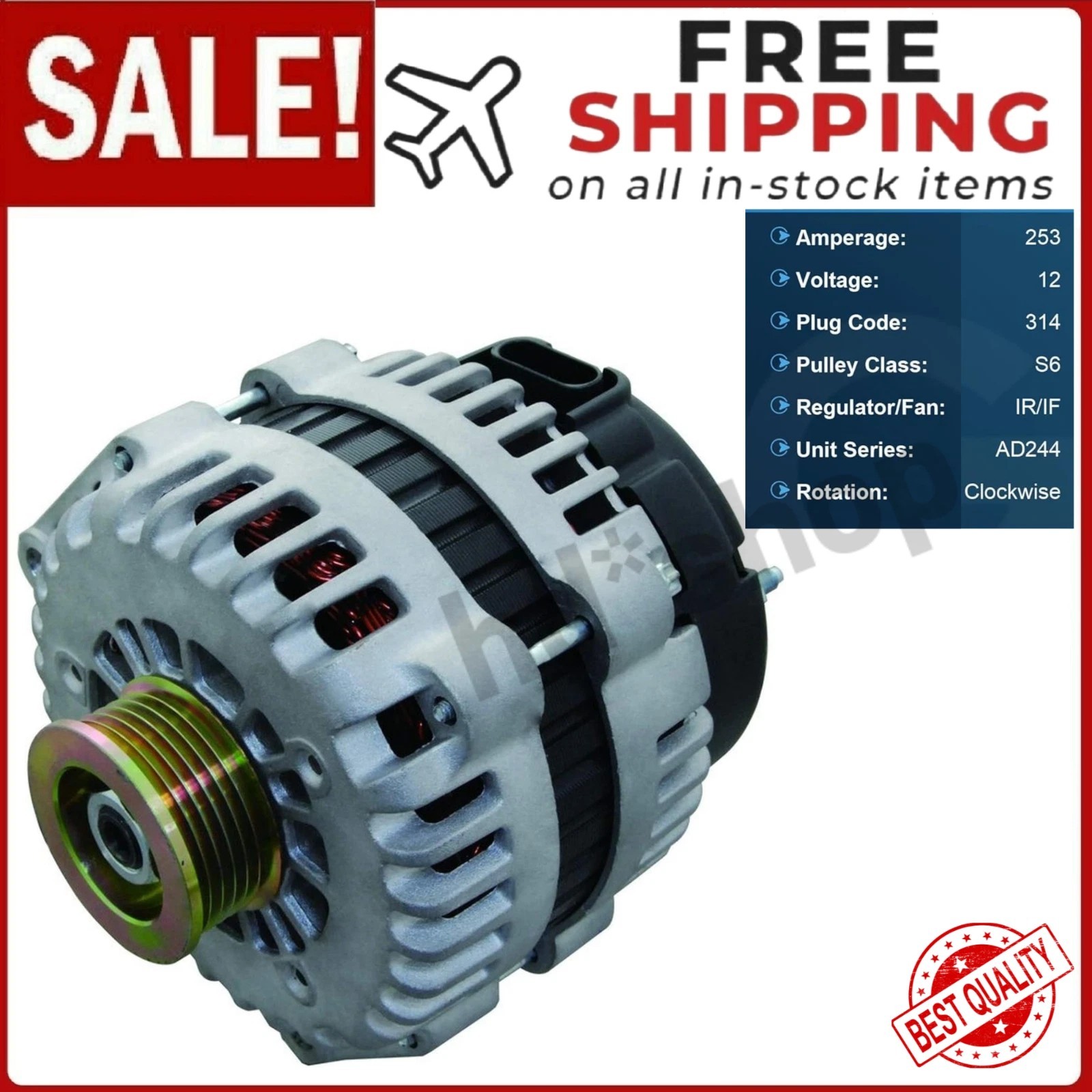 Alternator High Output 255 AMP Compatible With Chevy Chevrolet C Silverado Truck