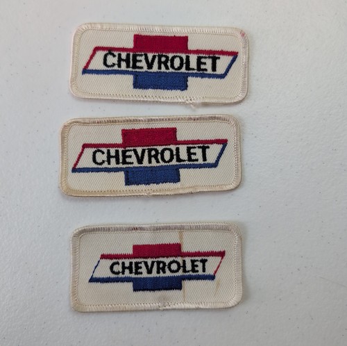 Vintage Chevrolet Patch Lot Of 3 Bowtie Red White Blue For Hats Holes Decor USED