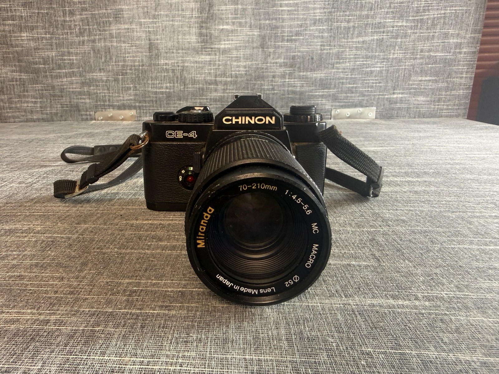 Chinon CE-4 SLR Film Camera with Miranda Lens 70-210mm Macro Untested