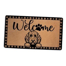 Golden Doodle Door Mat 18x30 Inch, Faux Coco Coir Doormat with Multicolour 0354