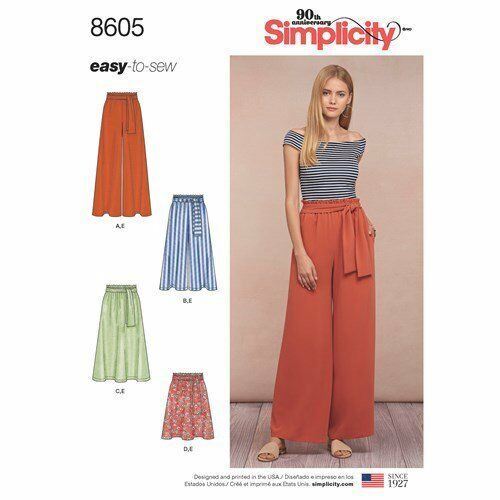 Simplicity Sewing Pattern 8605 Misses 6-24 Pull on Pants Skirts Paper Bag Waist - Picture 1 of 6