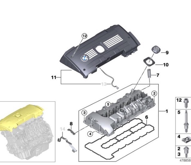 Genuine BMW N54 Engine Valve Cover Gasket , Bolts Kit E90,E91,E92,E93