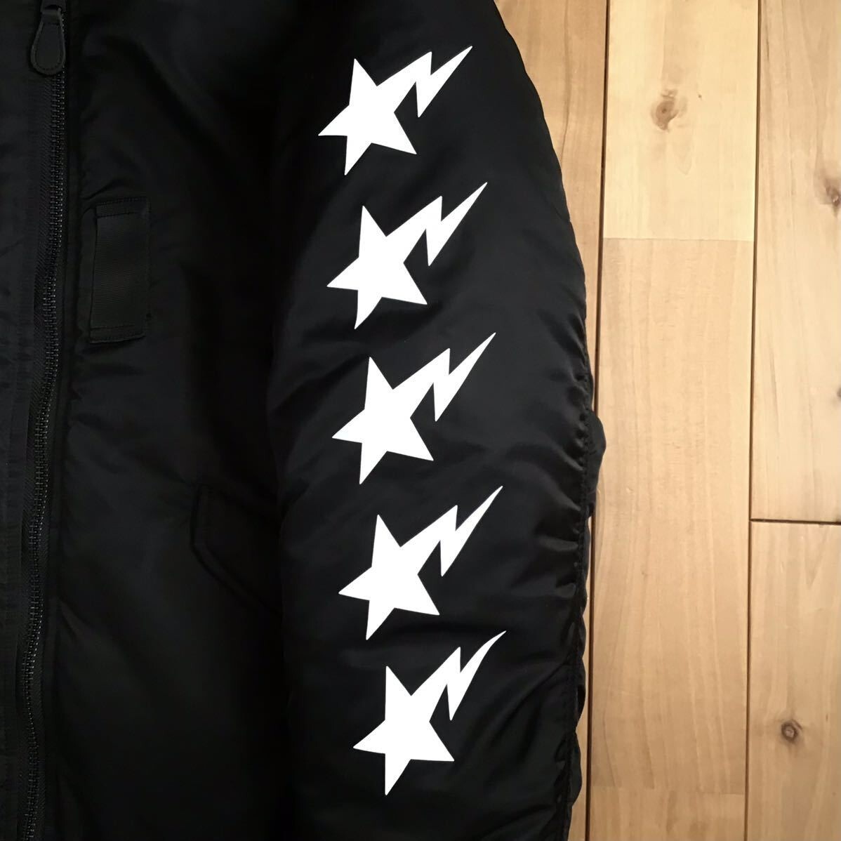BAPE STA LOGO MA-1 bomber jacket a bathing ape star Black Size M