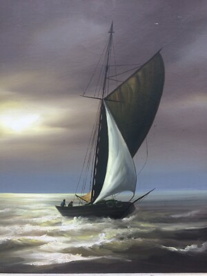 RICK GONZALEZ - Filipino Artist Large Maritime Sailboat Seascape