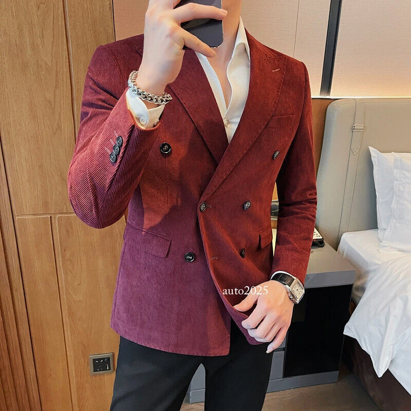 OFF WHITE Tuta uomo velluto a coste nuova doppiopetto tuta giacca slim casual business cappotti