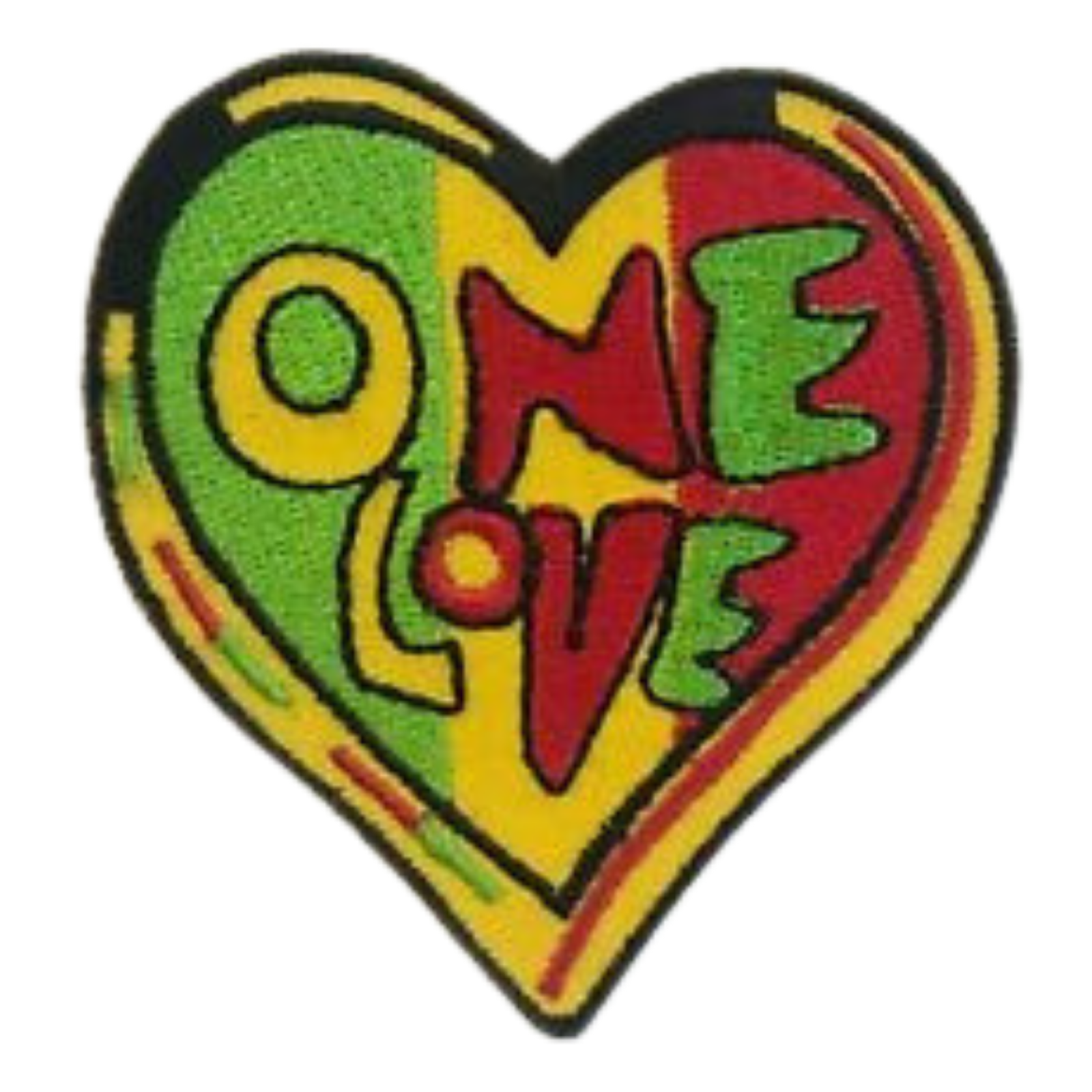 Rasta Reggae Love Heart Embroidered Iron On Patch