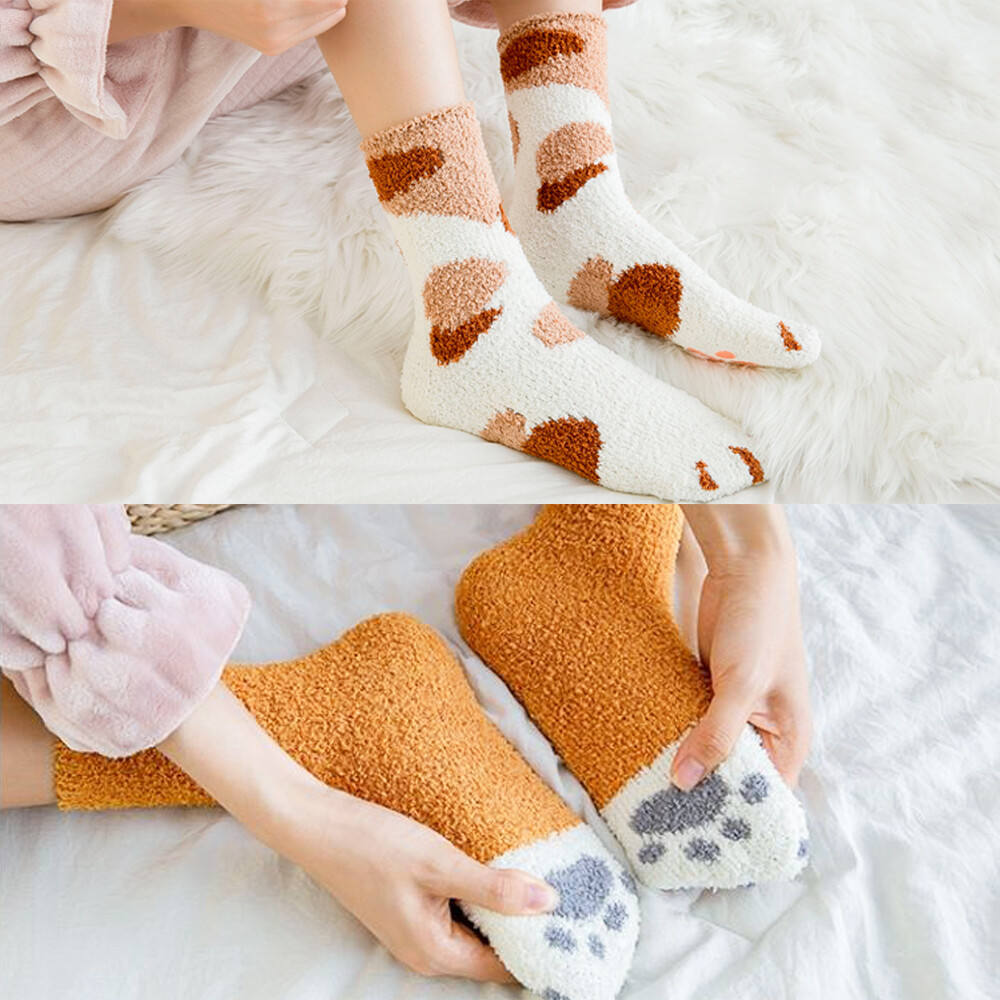 Cat Claws Ladies Winter Warm Soft Fluffy Bed Sock Lounge Slipper Floor Sock UK eBay
