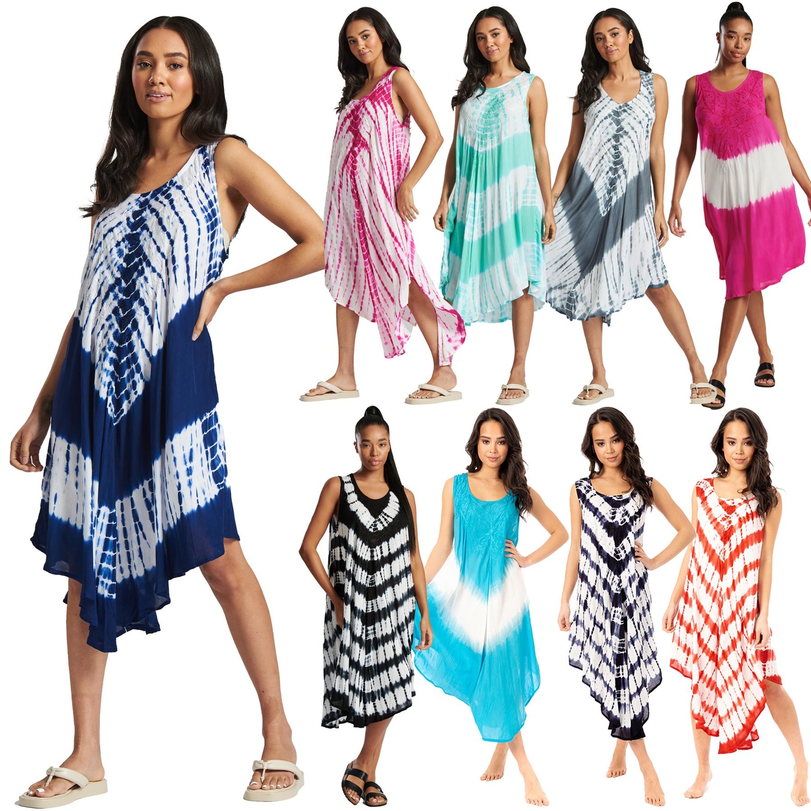 Tie Dye Summer Dress Pistachio Sleeveless Lightweight Beach Cover Up