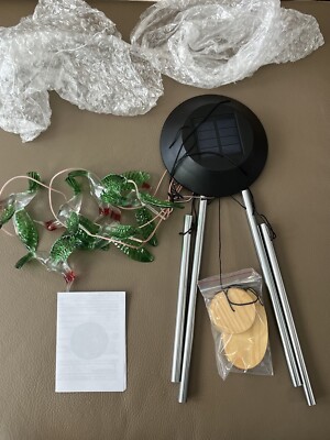 LED Solar Hummingbird Wind Chimes Aluminum Tubes Color Changing Waterproof BNIB