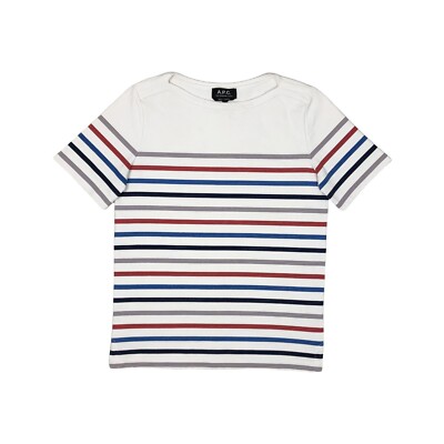 APC Streifen T-Shirt Damen Small weiß Made in Portugal Streifendetails