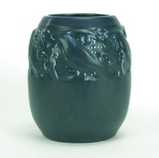Rookwood Pottery production matte dark blue 5.5" rooks vase arts  crafts 1919