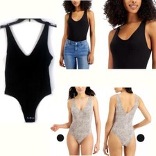 Alfani Ultra Soft Modal V-Neck Bodysuit Black Choose Size New