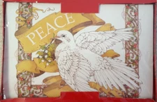 Vtg. 1988 Plus Mark 21 Christmas Cards & Envelopes *Peace Dove Holly Border NOS