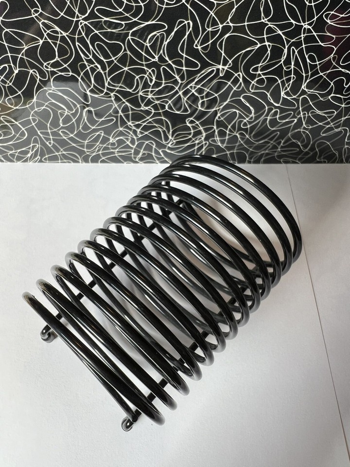 Vintage MCM Black Coil Spiral Letter HolderBill HolderDesk Accessory