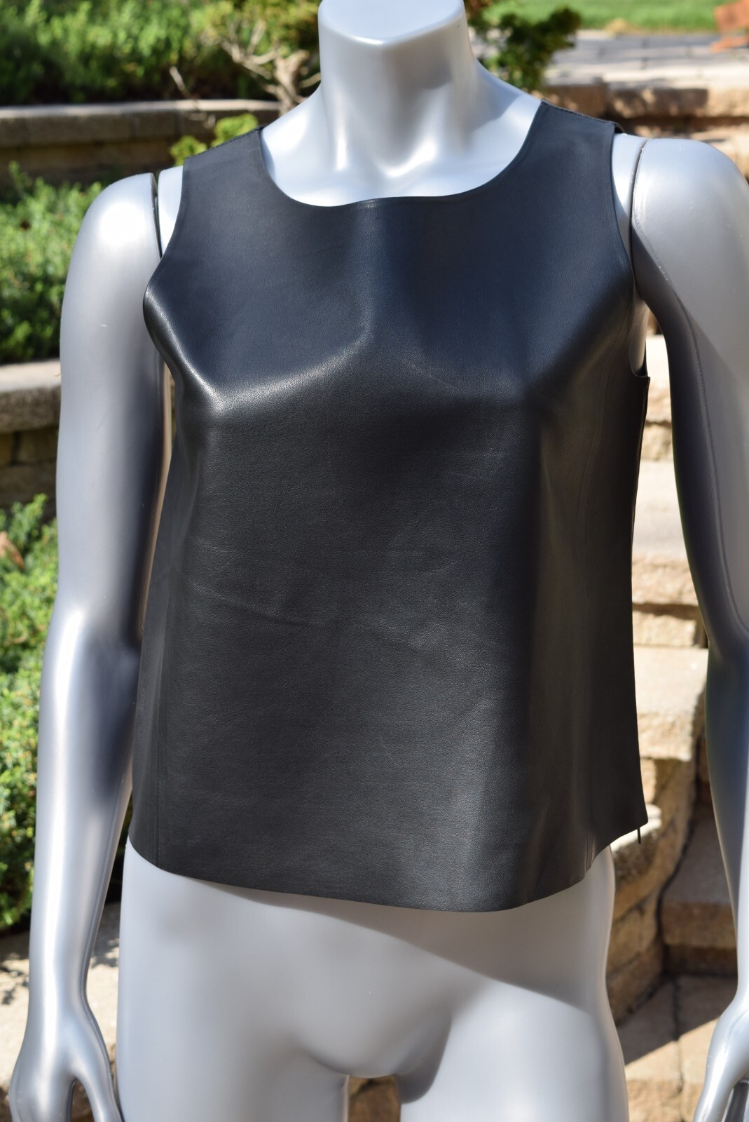 Nuovo con etichette! Camicia agnello $2490 YSL Saint Laurent morbida pelle agnello top 40 US 6 8 cerniera NERA