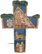 Dicksons Nativity Wall hanging Cross with Christmas ornaments 8.25 X 12 Resin