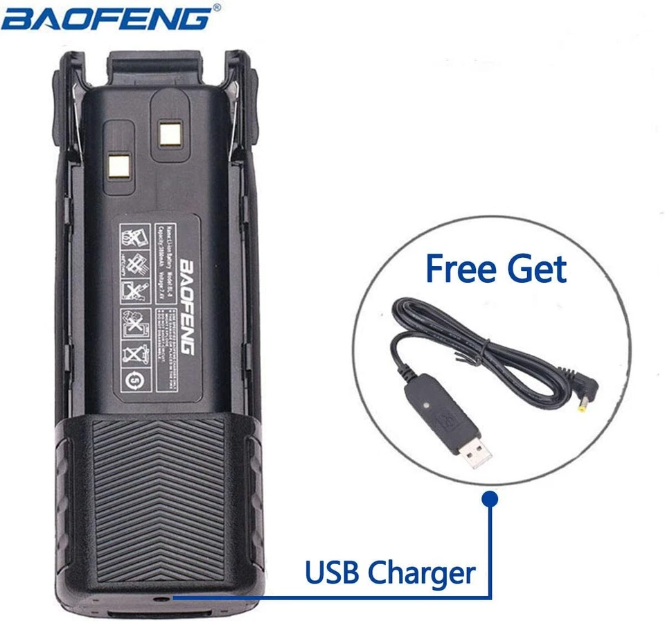 2Pcs Baofeng 3800mAh 7.4V Batteries & USB Charger Cable for UV-82 UV-82X Radio - Image 3 of 4