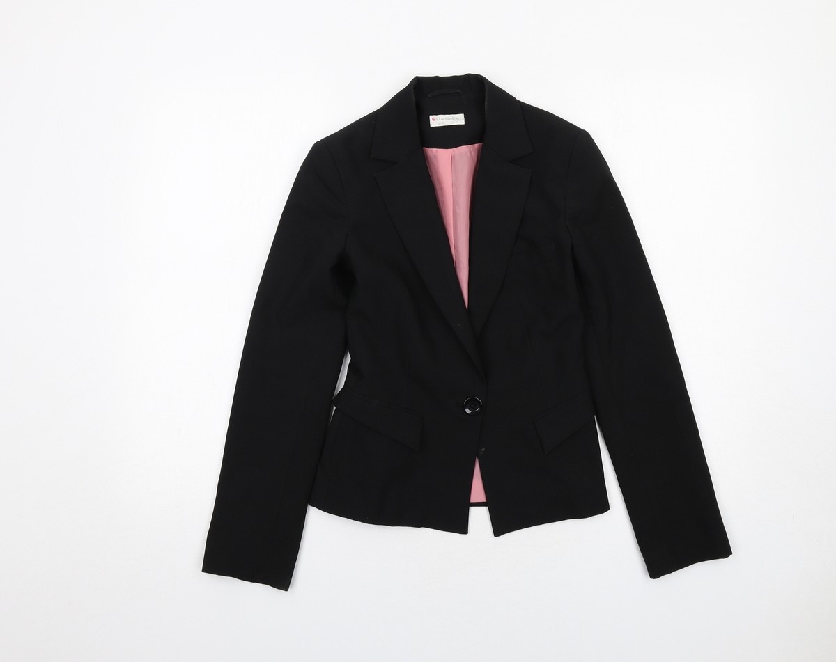 Miss Selfridge Womens Black Polyester Blend Blazer Size