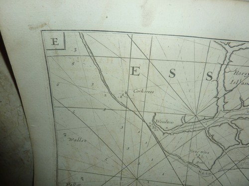 1774-99 GREENVIL COLLINS 1686 MAP OF HARWICH COAST & SANDBANKS FOR SAMUELL PEPYS - 第 8/12 張圖片