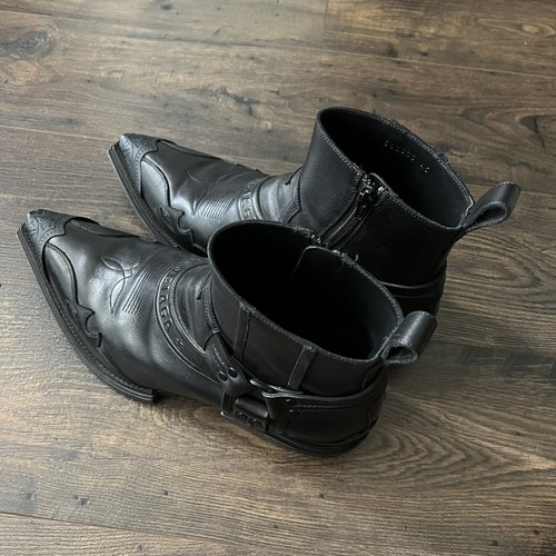 BALENCIAGA Black Santiag Western Boots 