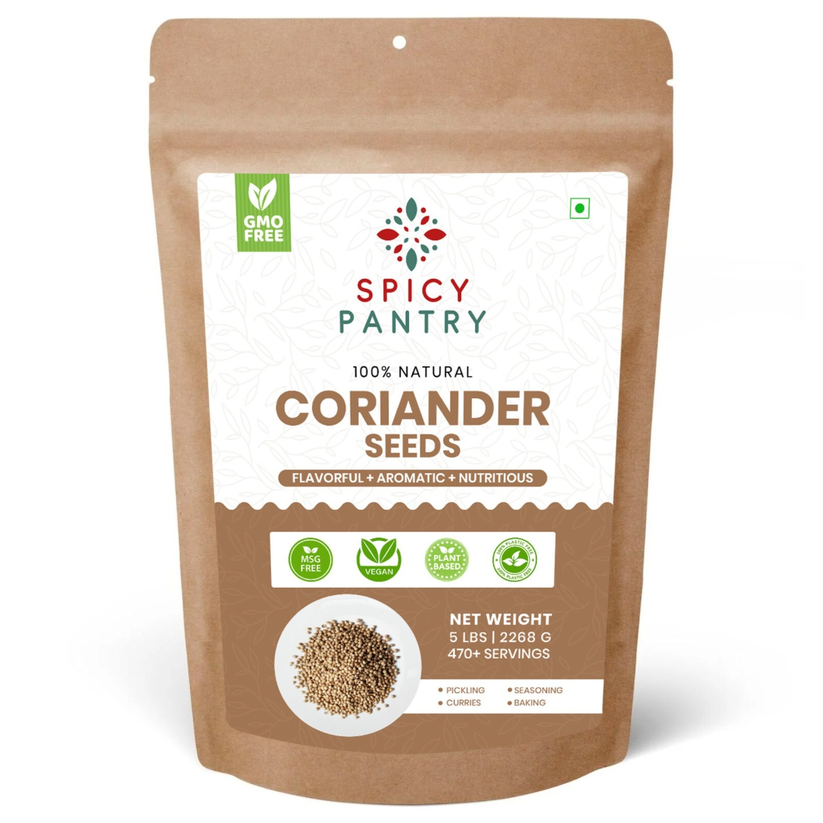 Coriander Seeds Whole - 100% Natural Spice for Cooking & Seasoning - 5 LBS