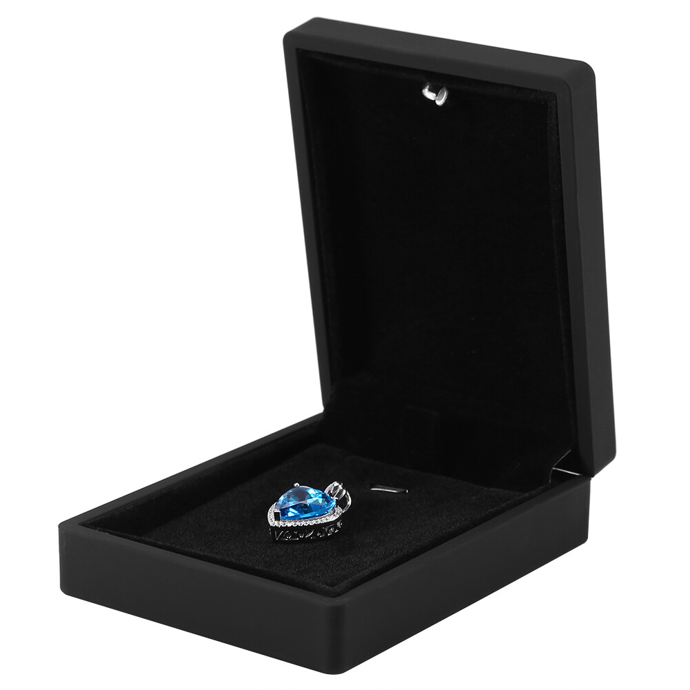 LED Lighted Necklace Pendant Wedding Jewelry Display Case Gift Storage