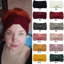 Girls Wool Cross Crochet Knitted Wool Headband Hair Band Plain Color Headwear