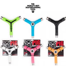 Pig Skateboard Tool Tri Socket Threader Skate Tool, 8 Tools in One, Choose Color
