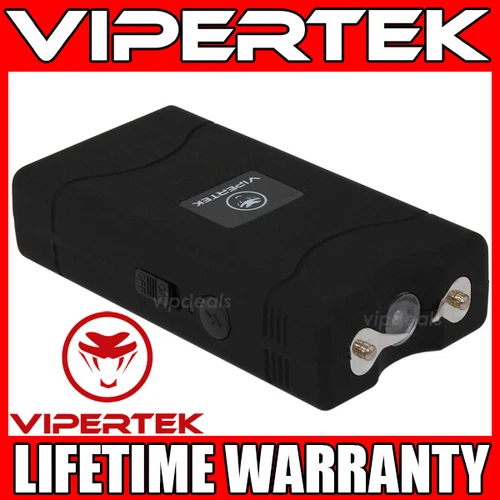 VIPERTEK Stun Gun Mini BLACK VTS-880 Rechargeable LED Flashlight