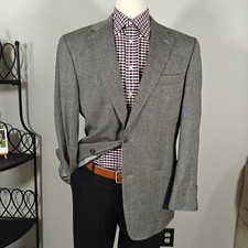 Hart Schaffner Marx Men's Tweed Sport Coat Blazer Wool Gray Herringbone 42R