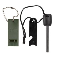 3PC Survival Tool Kit  Fire Starter Magnesium Flint Striker, Ferro Rod, Whistle