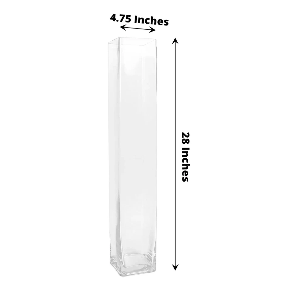 CLEAR 2 Square 28" Cylinder Glass Flower VASES Centerpieces Party Decorations - Image 2 of 4