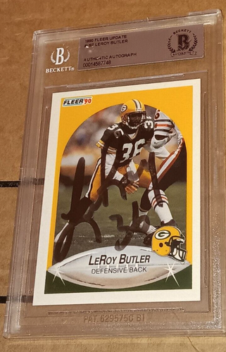LEROY BUTLER GREEN BAY PACKERS SIGNED 1990 FLEER ROOKIE CARD BAS ...